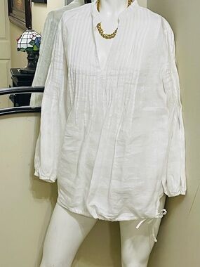 Classic White Pintuck Pullover Top